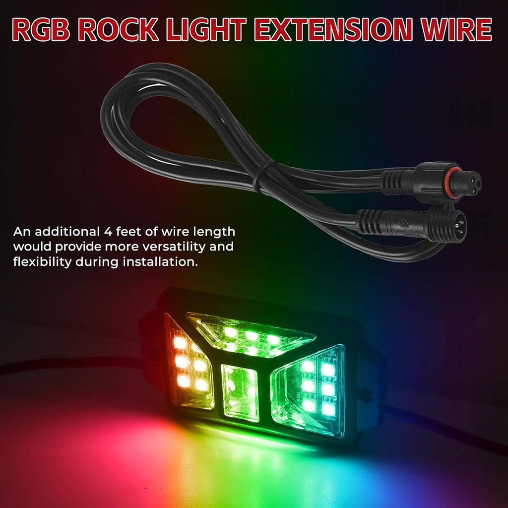 4FT 3 Pin RGB Rock Light Extension Cable for Trucks ATVs k7m