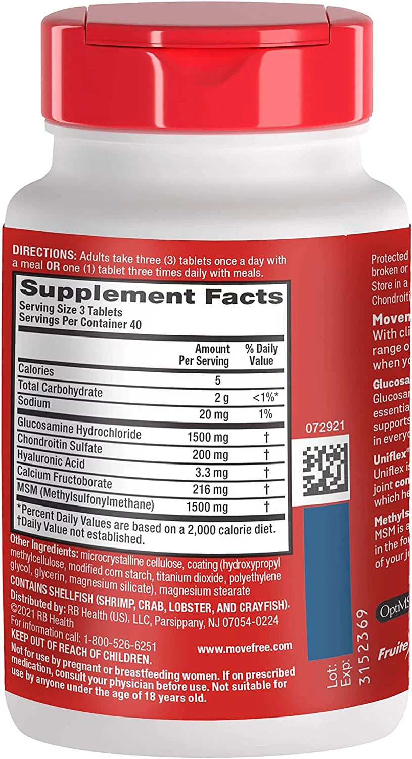 Advanced Glucosamine Chondroitin MSM Joint Support Supplement, Coated Tablets, 120ct E21972