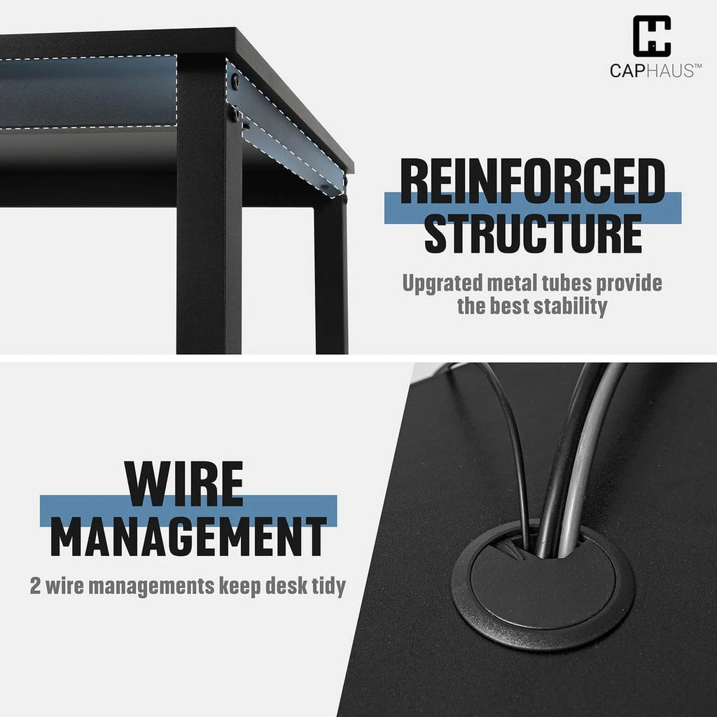 55 Inch Computer Desk for Home Office, Modern Writing Desk, Black Y8340