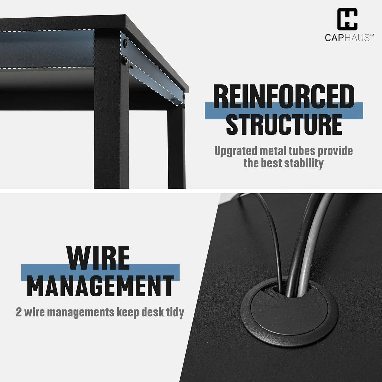 55 Inch Computer Desk for Home Office, Modern Writing Desk, Black Y8340