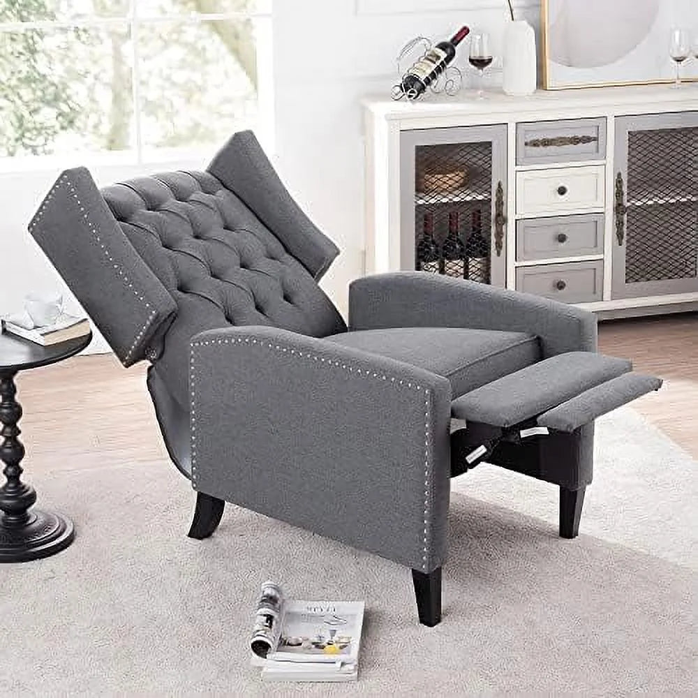 NLIBOOMLife Wingback Recliner Chair Breathable Fabric Push Back Recliner for Living Room Beige H588