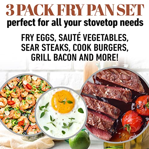 GOTHAM STEEL Hammered Copper Nonstick Frying Pan Set with Glass Lid P52615