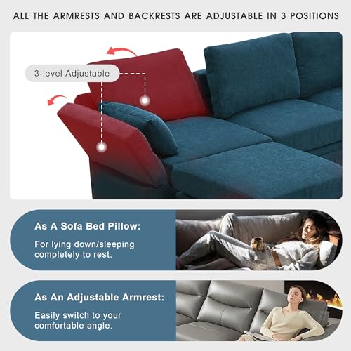 Harper & Bright Designs 109” 6-Seat U-Shaped Chenille Sectional Sofa with Storage, Grey F385