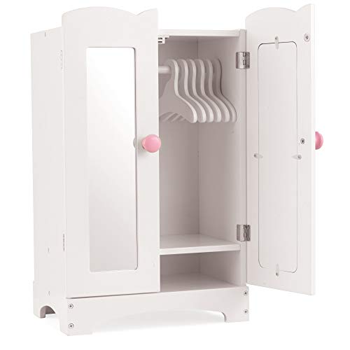 KidKraft Wooden Lil' Doll Armoire with 6 Hangers for 18-Inch Dolls, White B4969