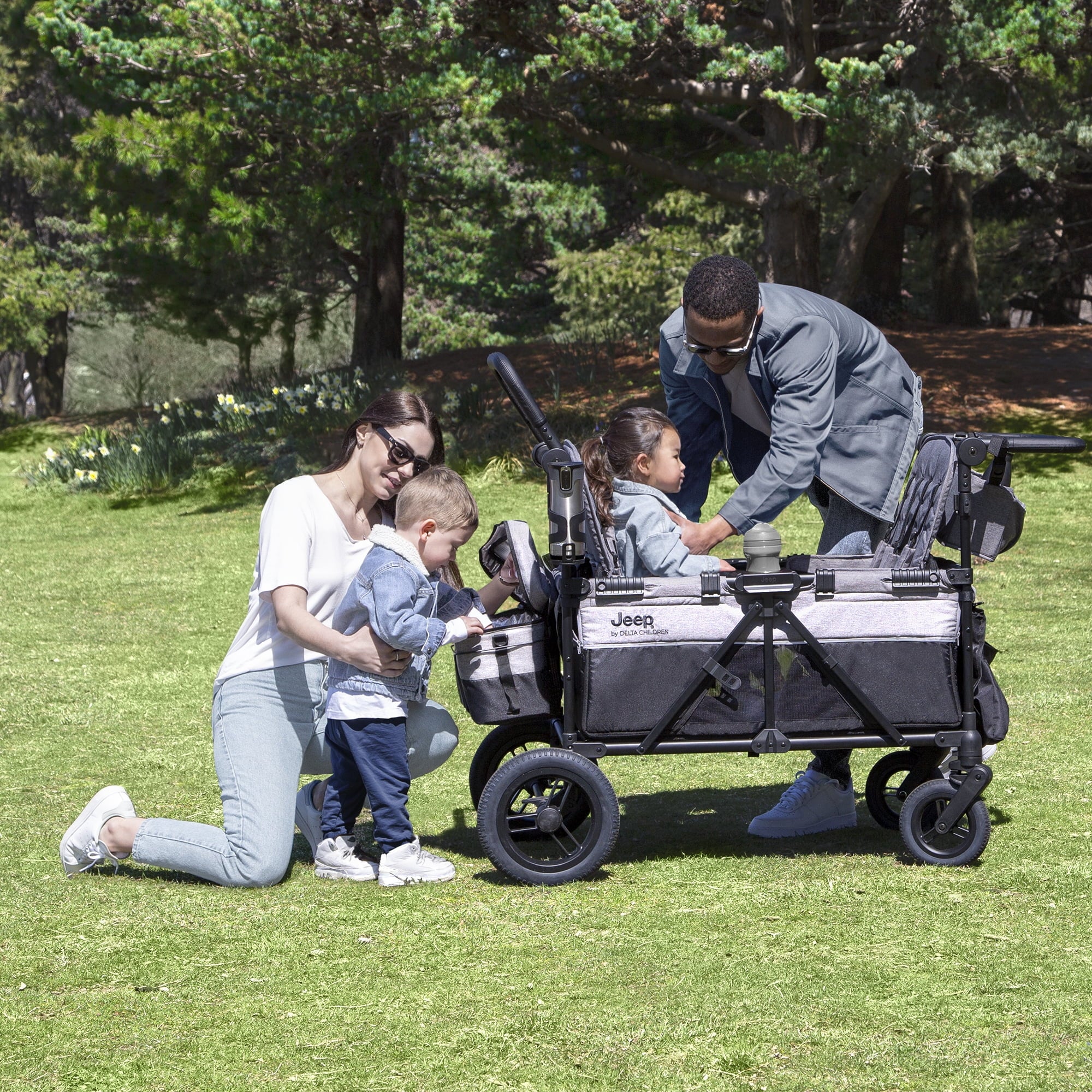 Jeep Wrangler Deluxe 4 Seater Stroller Wagon Grey a7