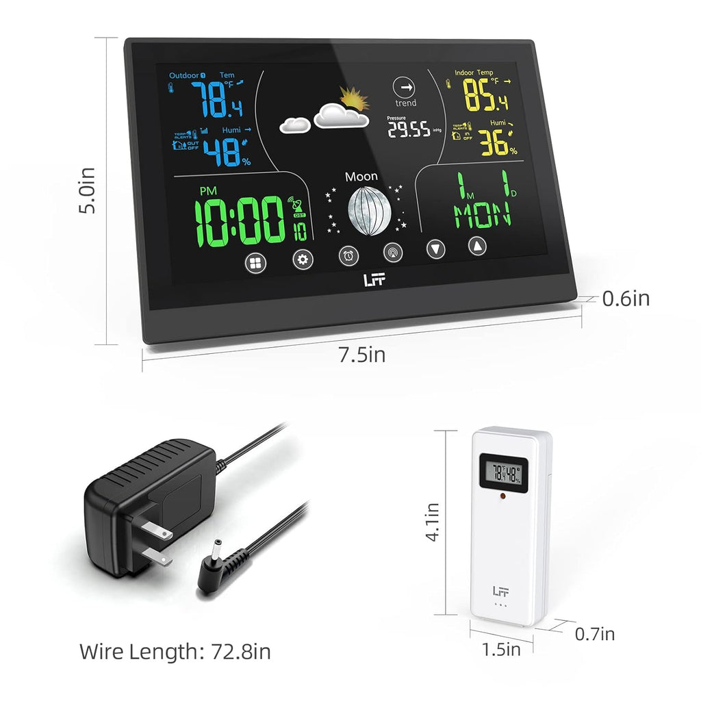 Wireless Weather Station with 2 Sensors, Indoor Outdoor Thermometer, Atomic Clock A184