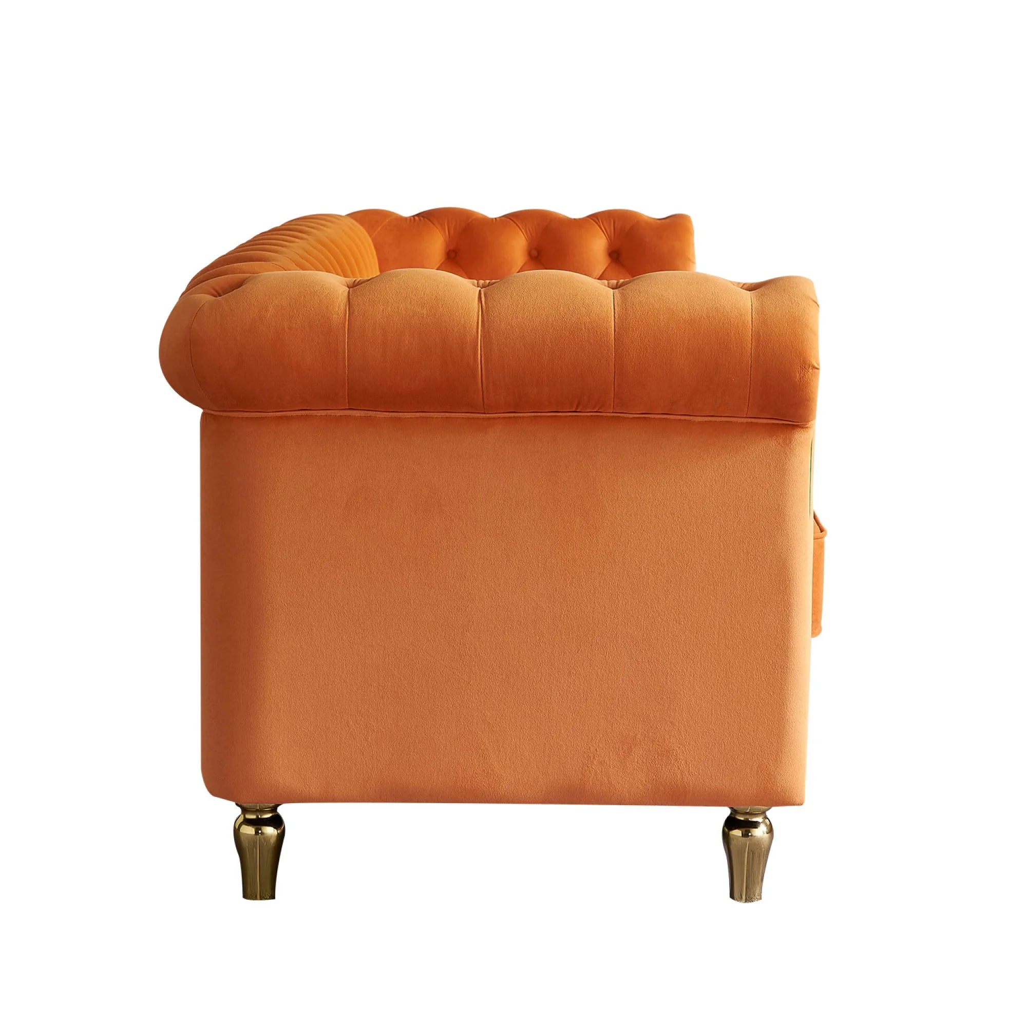 Chesterfield Velvet Sofa 84.65 inch Orange Q225847