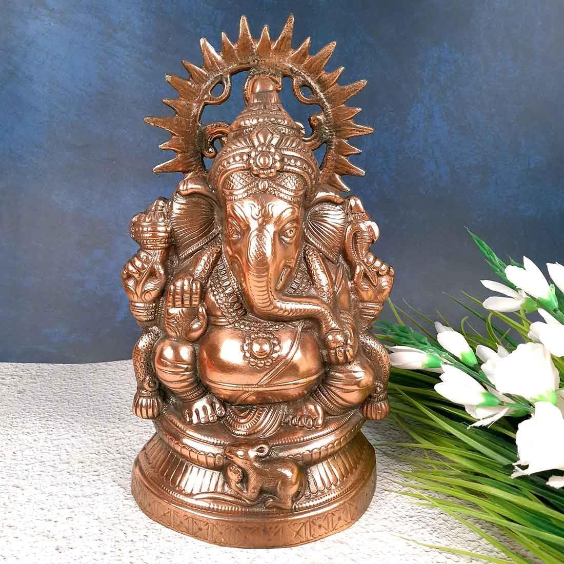 Ganesha Statue Bronze Metal Idol 15 Inch Home Decor k7