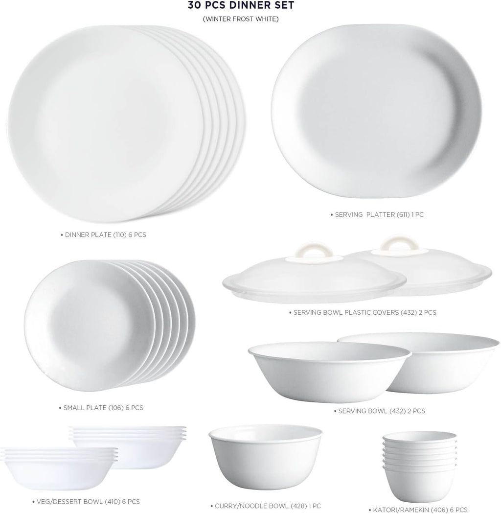 Corelle Winter Frost White Glass 30Pcs Dinner Set C36892