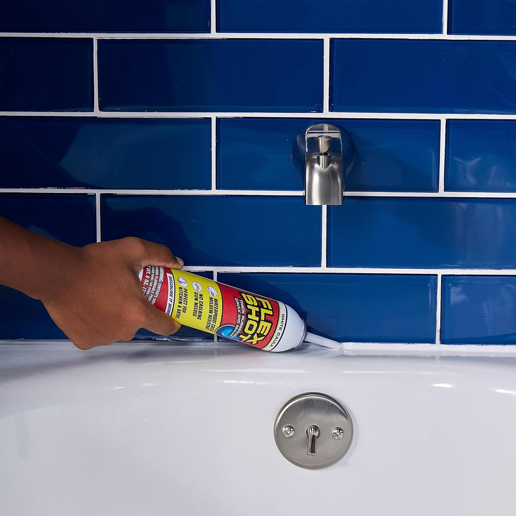 Flex Shot Rubber Silicone Sealant, 8 oz, 2-Pack, White Q453941