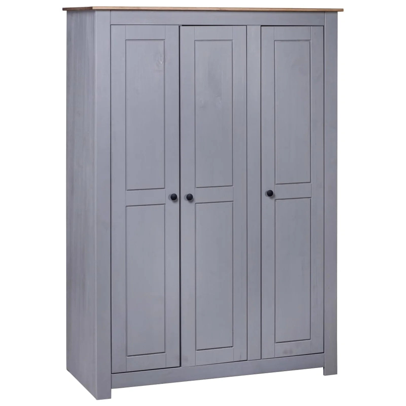 Tomshoo 3-Door Wardrobe Gray 46.5"x19.7"x67.5" Pine Panama