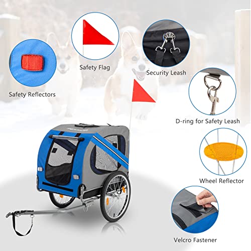 PEXMOR Dog Bike Trailer, Folding Pet Cart for Bicycle with Universal Hitch I159