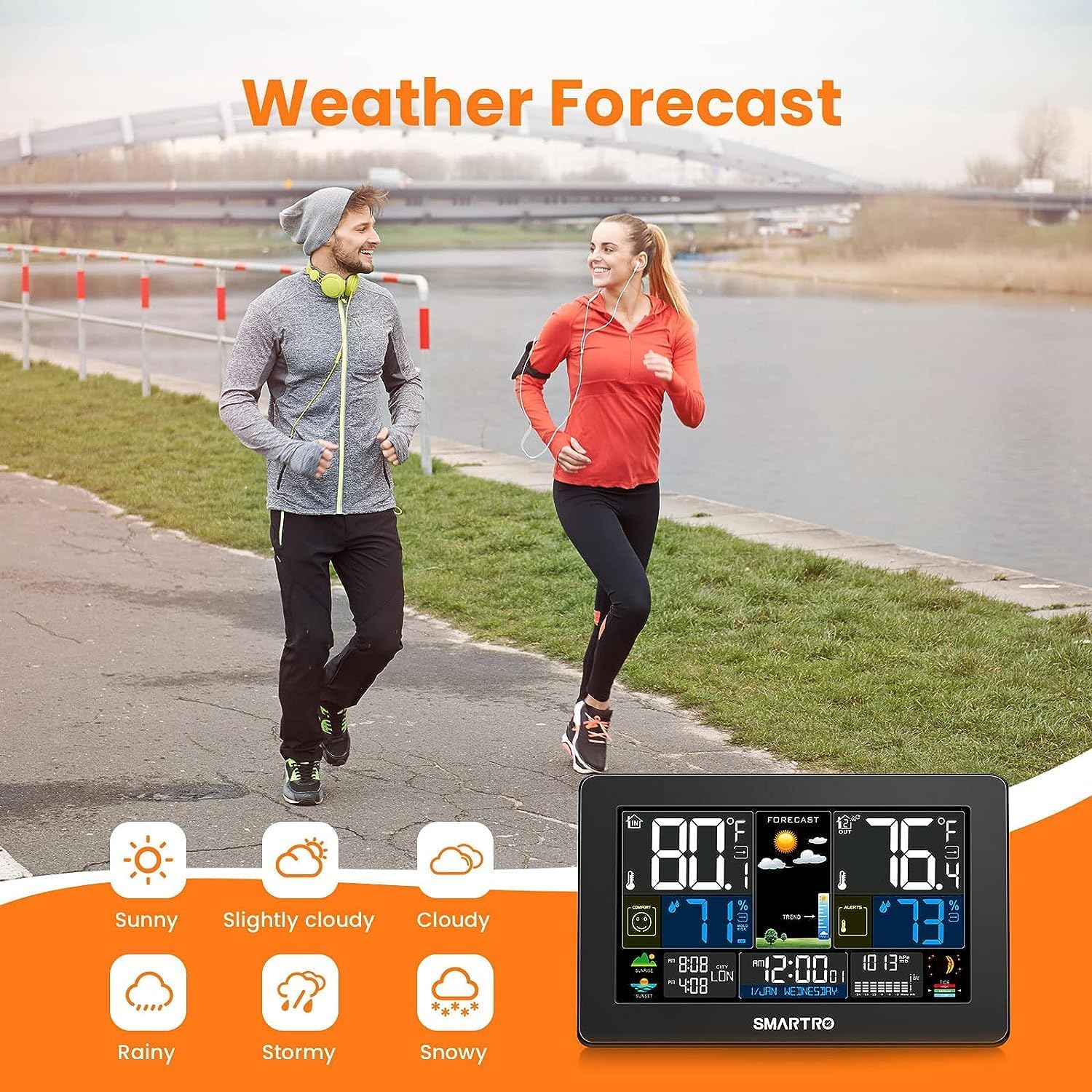 SMARTRO Weather Station Wireless Indoor Outdoor Thermometer with Large Color Display B5070