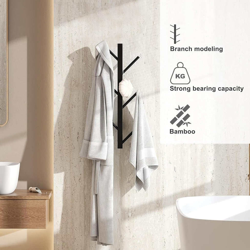 2 Pack Wall Mount Coat Rack, Matte Black, Metal Hat & Clothes Hanger U4293