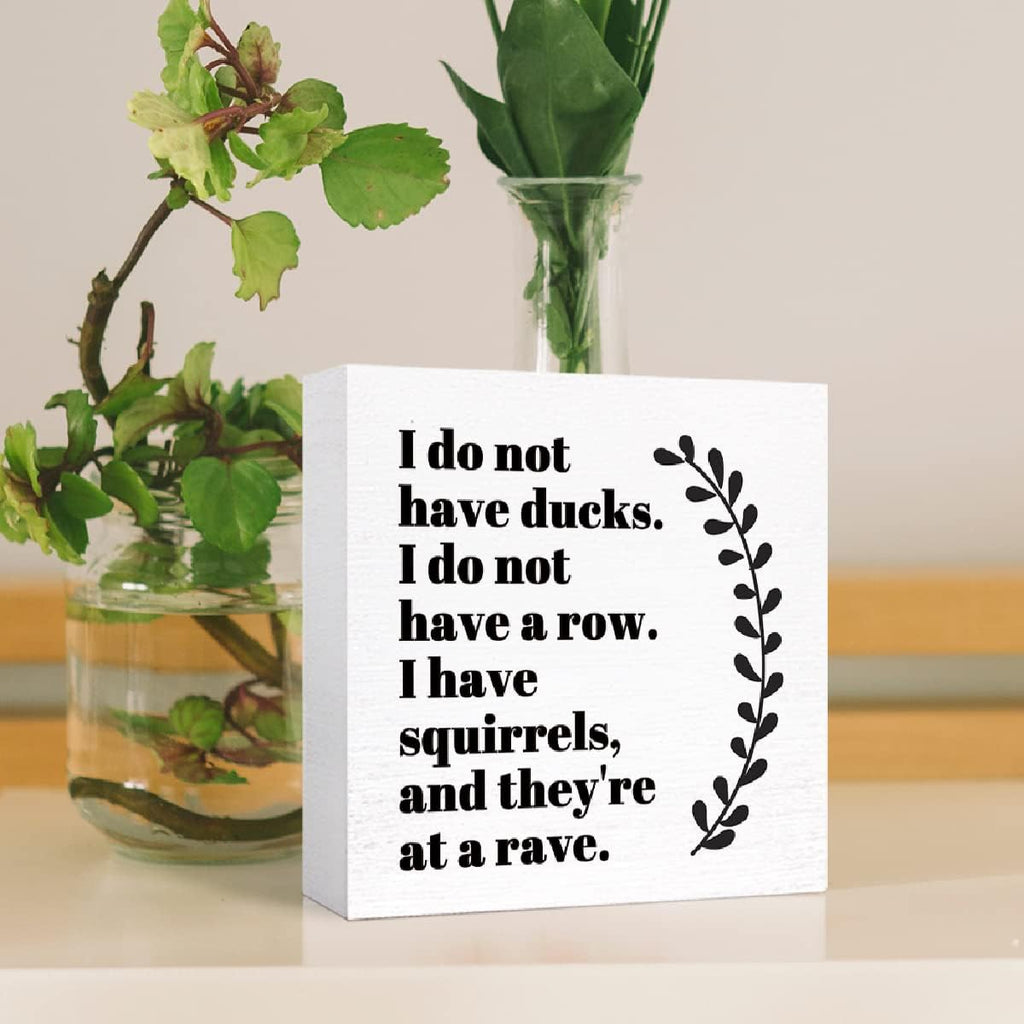Funny Wood Box Sign I Do Not Have Ducks Desk Décor for Office J695