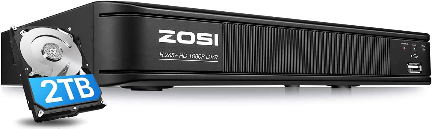 ZOSI H.265+ 1080p CCTV DVR 8 Channel Hybrid Capability 4-in-1(Analog/AHD/TVI/CVI) Security DVR Reorder for Home Surveillance Cameras, Remote Access, Motion Detection, with 2TB Hard Drive (Renewed)