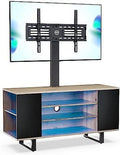 TJUNBOLIFE TV Stand with Mount for 32-70 inch TVs LED Light Entertainment Center with Wood Console  Swivel Floor TV Stand Mount with Light for Living Room  Bedroom (Walnut  Holds 88lbs)