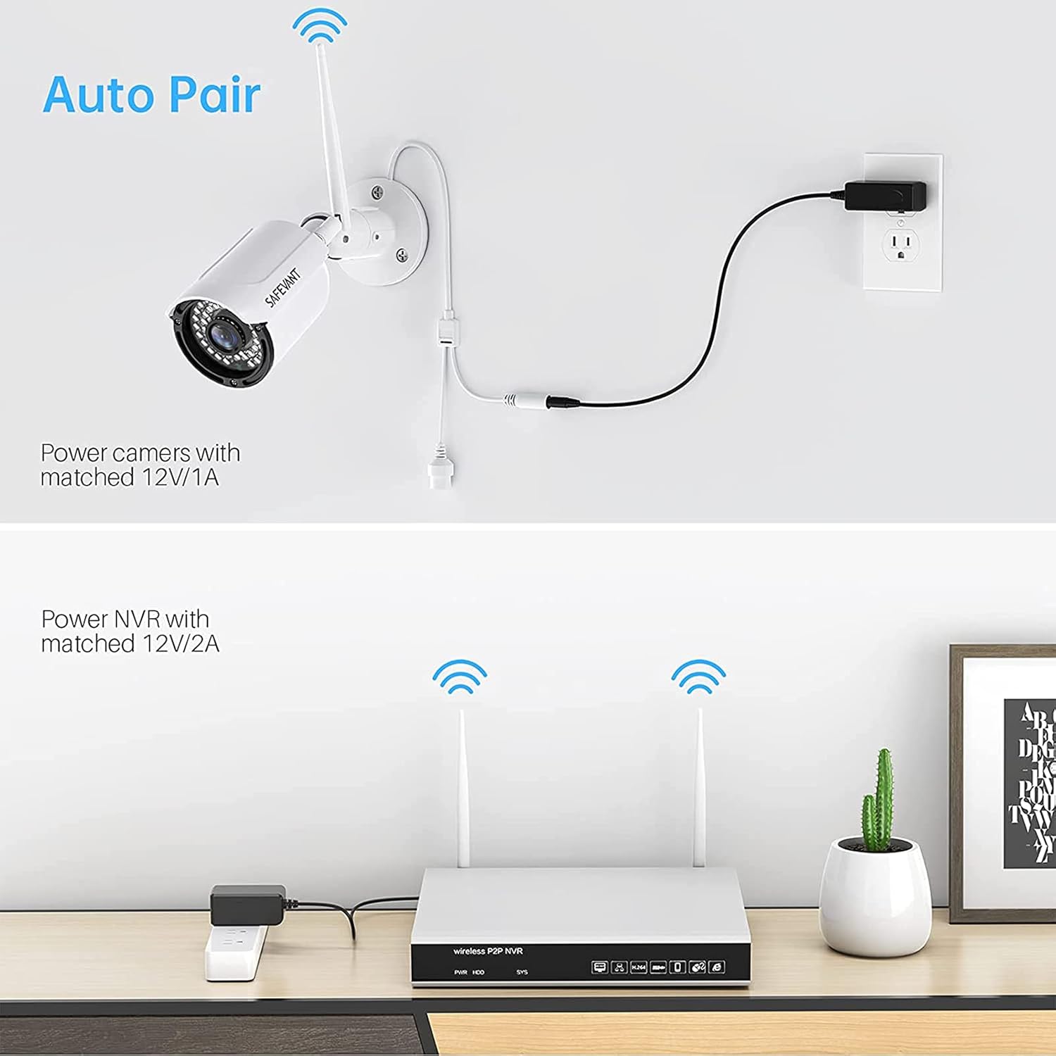 Wireless Security Camera System 8 Channel NVR 2TB 4PCS WiFi Cameras Night Vision a7