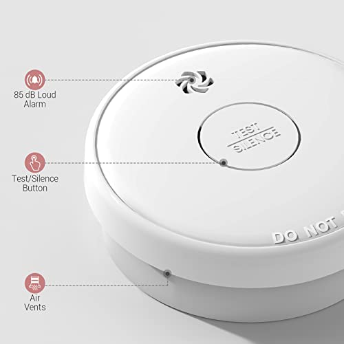 Fire Alarms Smoke Detectors, Battery Operated, 10-Year Life, Photoelectric for Home R2026