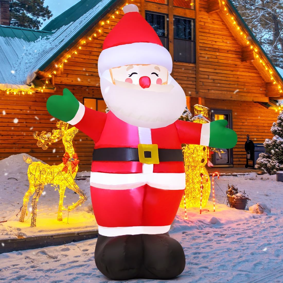 Christmas Inflatables Santa Claus Outdoor Yard Decor with LEDs a7