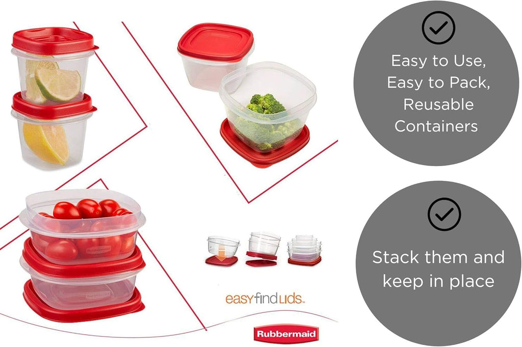 Rubbermaid Easy Find Lids Food Storage Containers 28 Piece Set, Red J944101