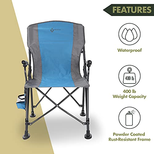 Heavy-Duty Folding Camping Quad Chair with Cup Holder and Carrying Bag Tan Gray k7p