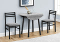 Gray Dining Table Set - 3pcs Set - Small - 35" Drop Leaf - Kitchen - Black Metal
