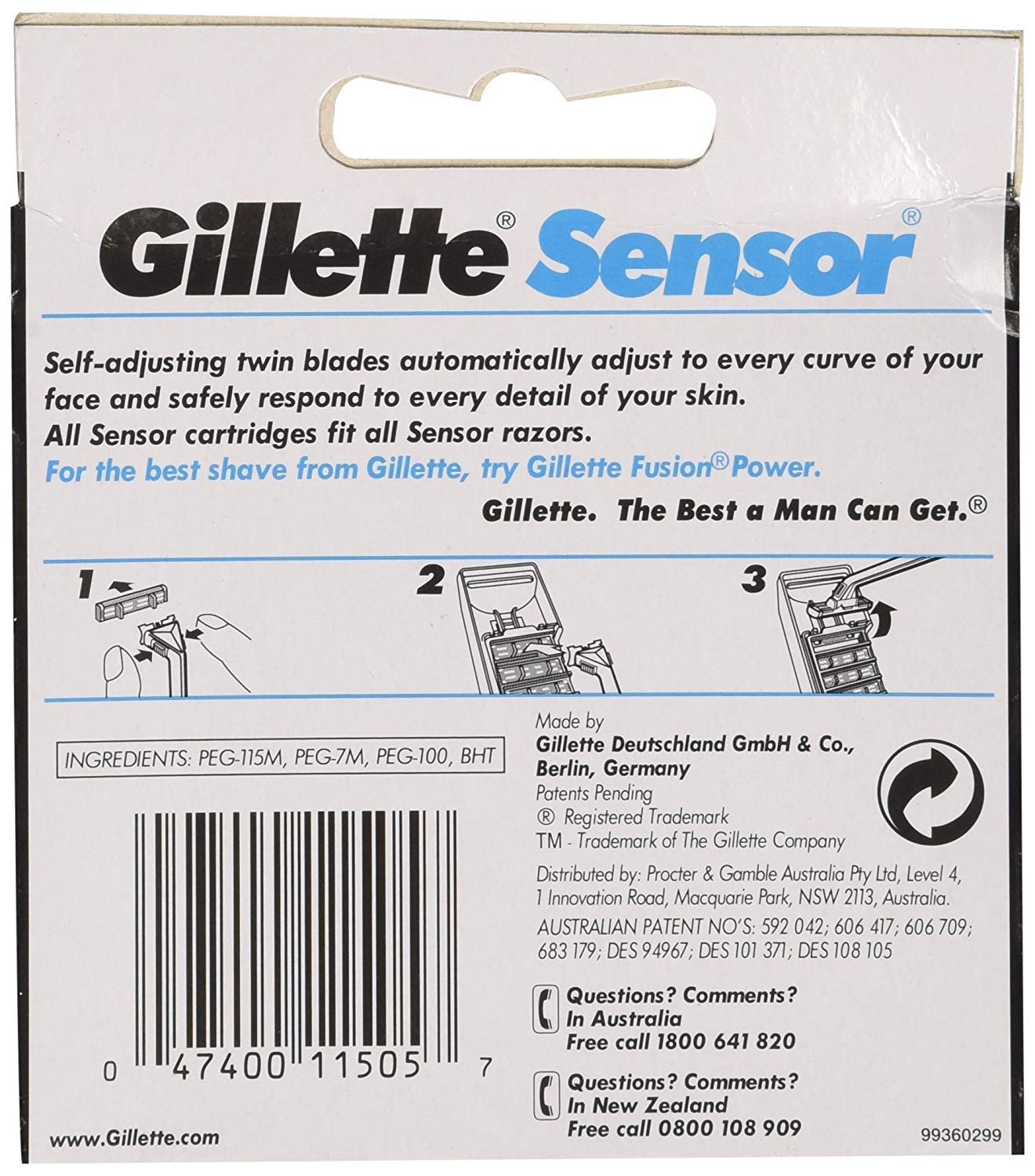 Gillette Sensor Razor Refill Cartridges 20 Count N315051