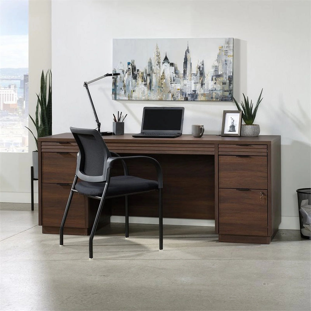Pemberly Row 72" Wooden Computer Desk in Spiced Mahogany M418710