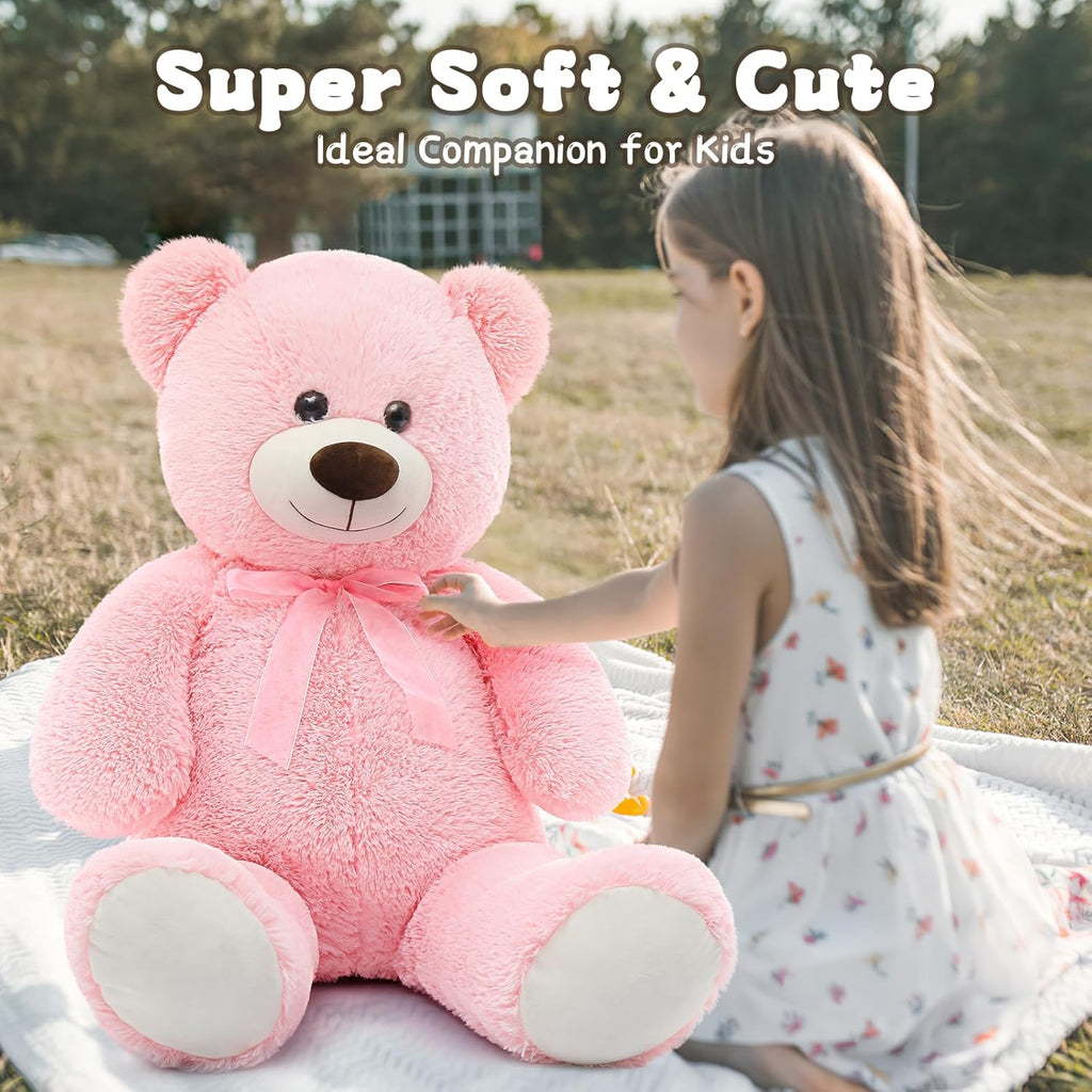 MorisMos 2-Pack Giant Teddy Bear Stuffed Animals, 35.4" Pink & White Plush Toy I424