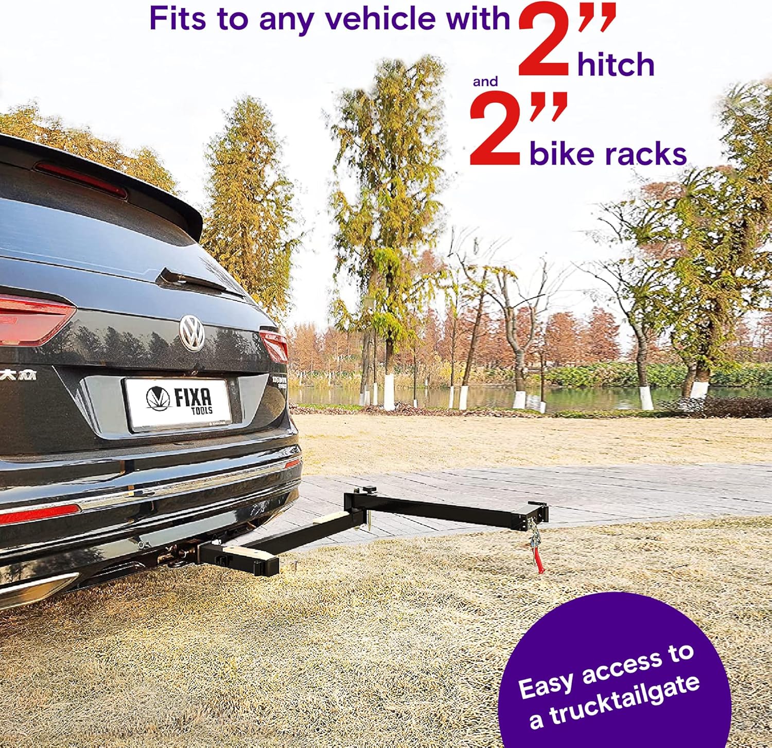 Bike Rack Adapter for 2" Hitch Receiver Pivoting Arm k7m