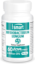 Supersmart - Bifidobacterium Longum (BB536) 6 Billion CFU per Day - Probiotics & Prebiotics Supplement | Non-GMO & Gluten Free - 60 DR Capsules
