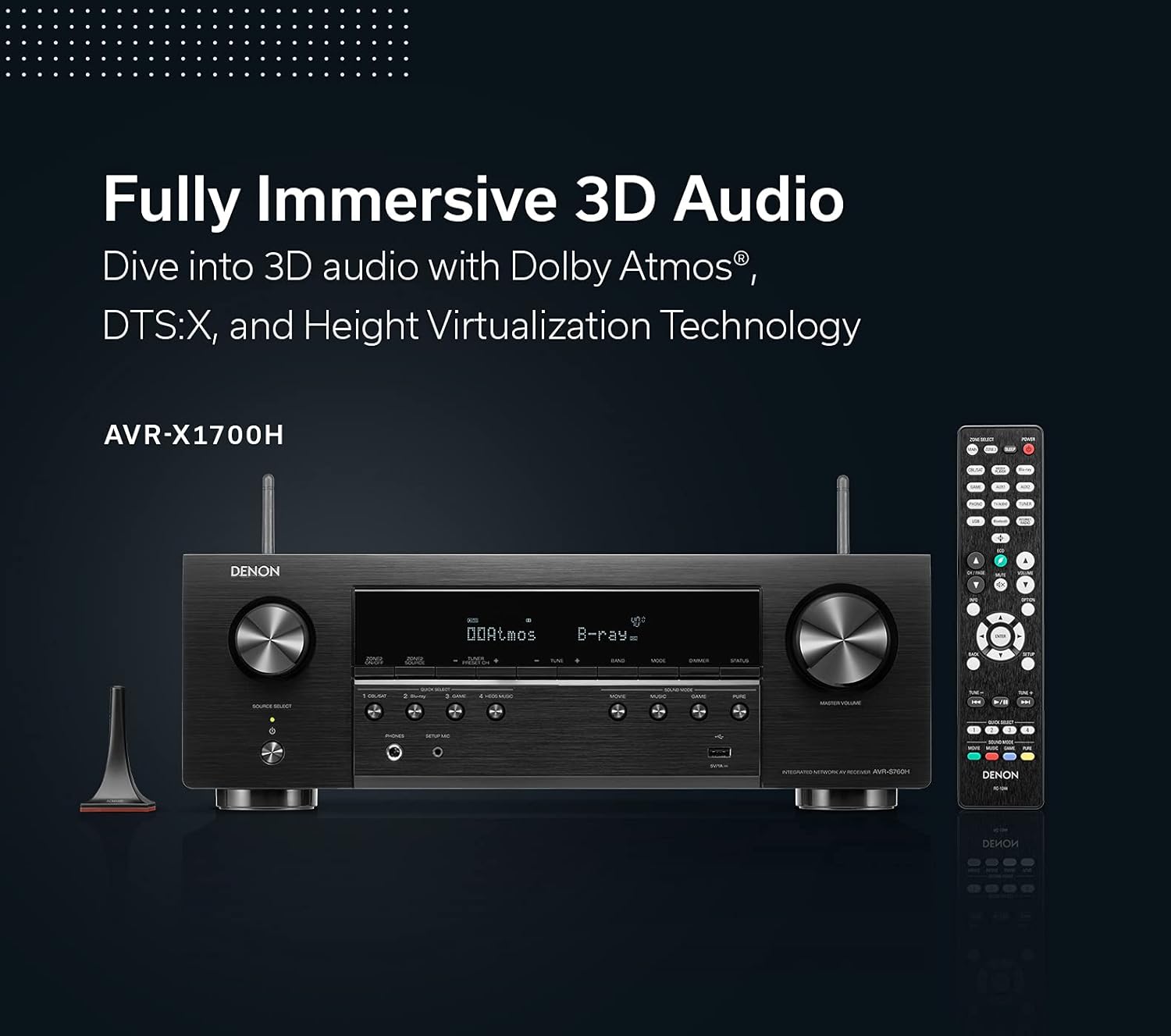 Denon AVR-X1700H 7.2 Channel AV Receiver with 8K HDMI and Dolby Atmos Y325401