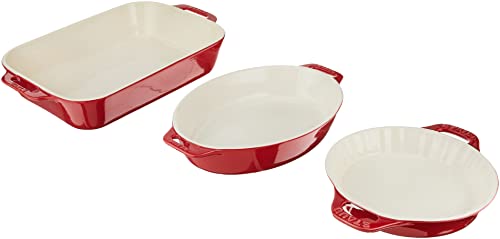 Staub Ceramic Baking Dish Set, 3pc, Cherry