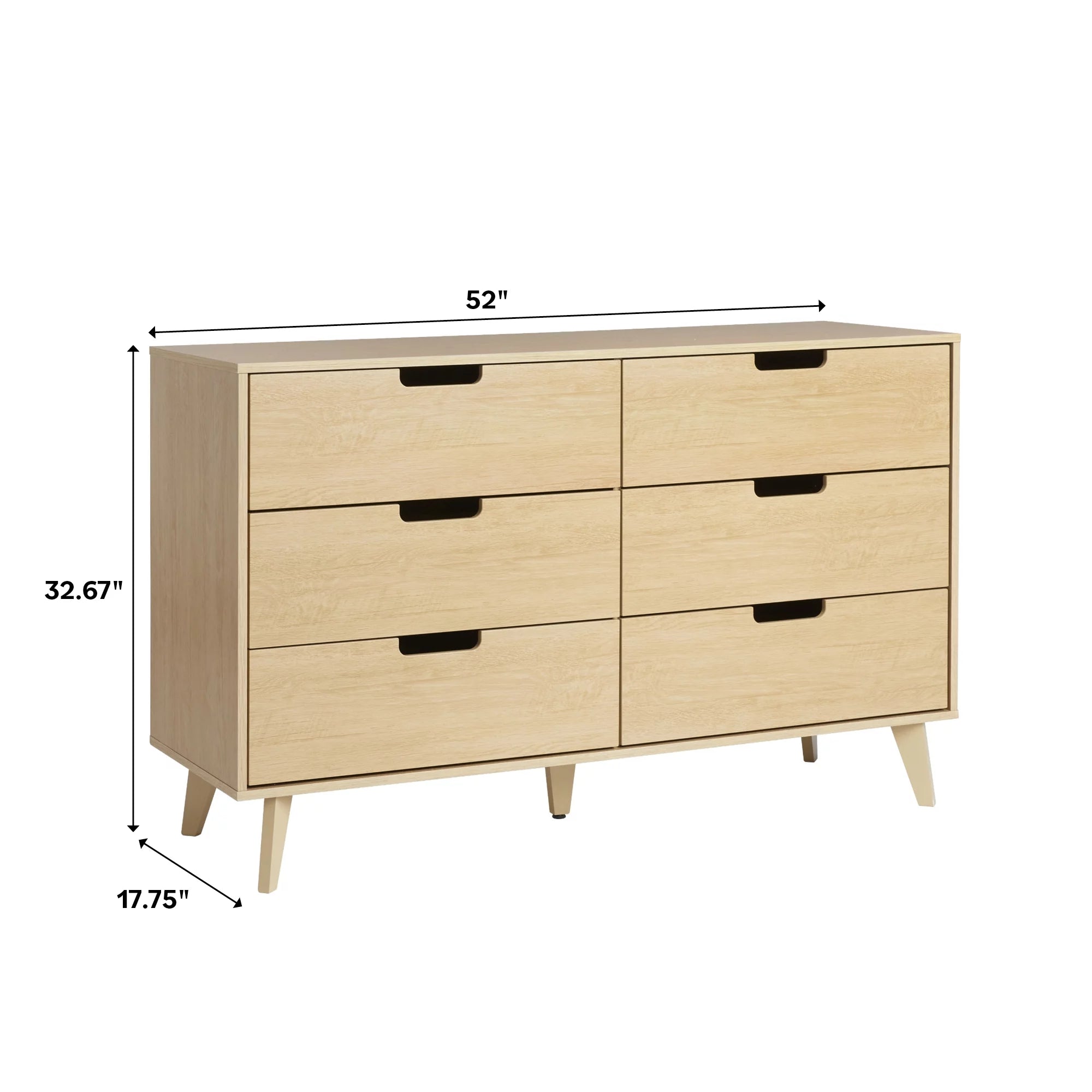 Walker Edison Modern 6-Drawer Dresser with Cut-Out Handles V97089