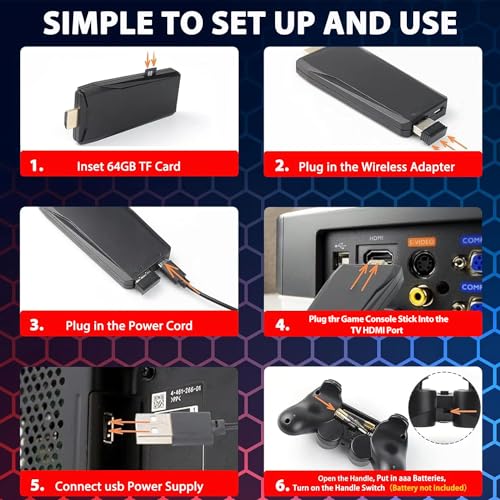 ZeroStory Retro Game Console Stick with 20000+ Games and 2 Wireless Controllers C698597