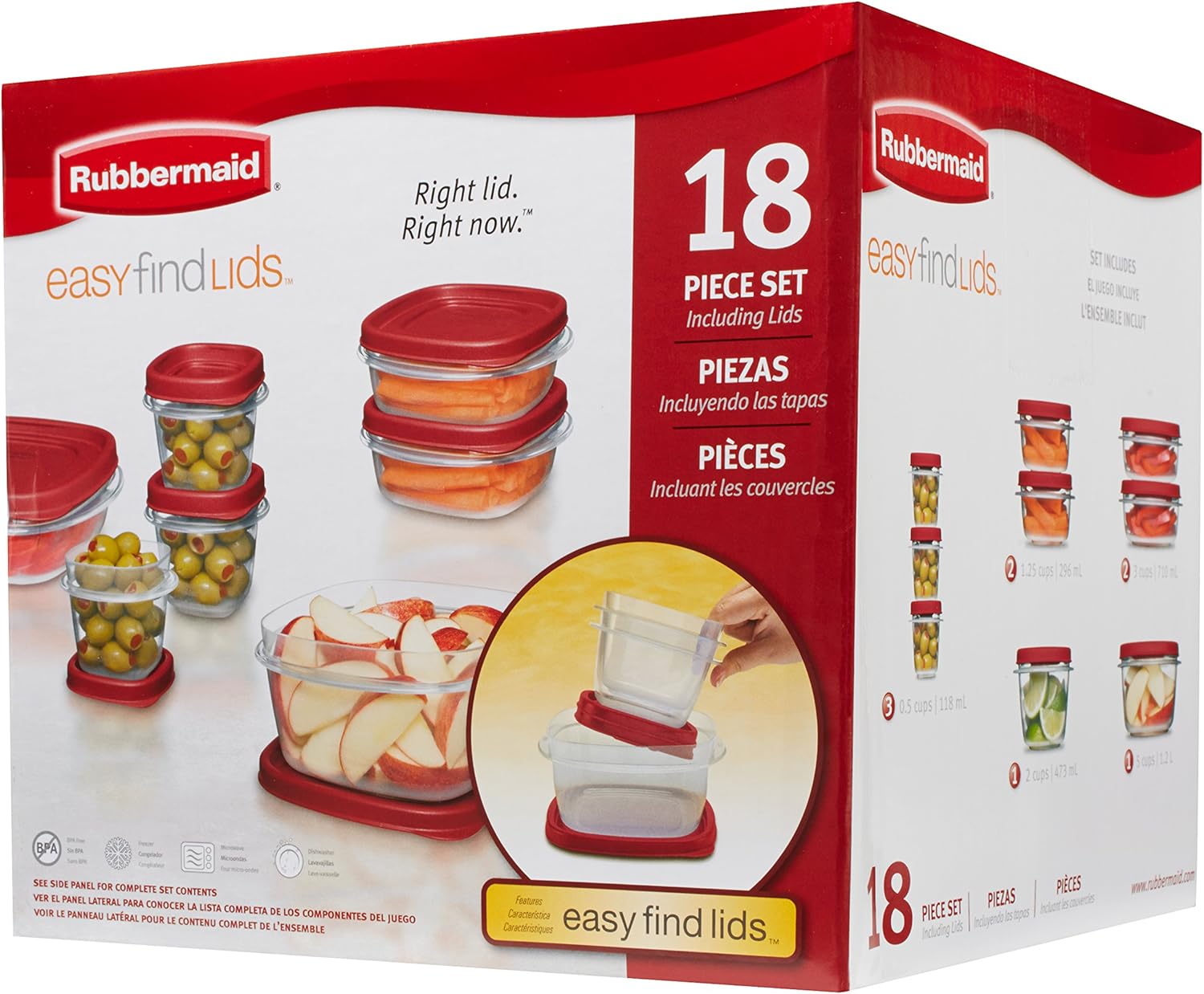 Rubbermaid Easy Find Lids Food Storage Containers, Racer Red, 18-Piece Set Z592577