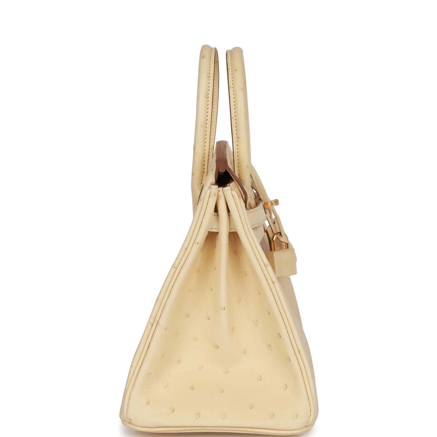 Ostrich Leather Handbag Gold Hardware k7