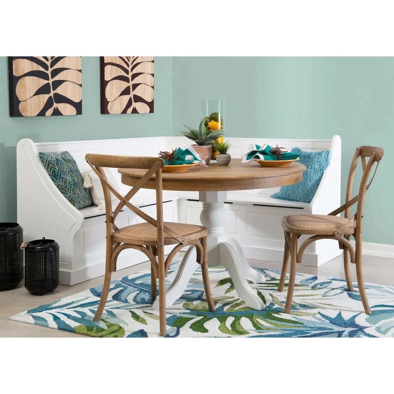 Linon Josie White Corner Breakfast Nook S5793