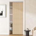Magnetic Door Curtain Pleated Door Curtain Folding Door Curtains Accordion Door Closet Door Curtain Invisible Applicable Bedroom Room Living Room Doorway(Brown,42" W x 78" L)+Rod