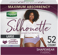 Depend Silhouette Adult Incontinence and Postpartum Underwear for Women, Large (40–52" Waist), Maximum Absorbency, Purple, 52 Count (2 Packs of 26)
