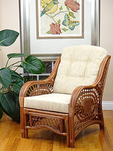Malibu Lounge Accent Armchair Natural Rattan Wicker with Cushion X496406