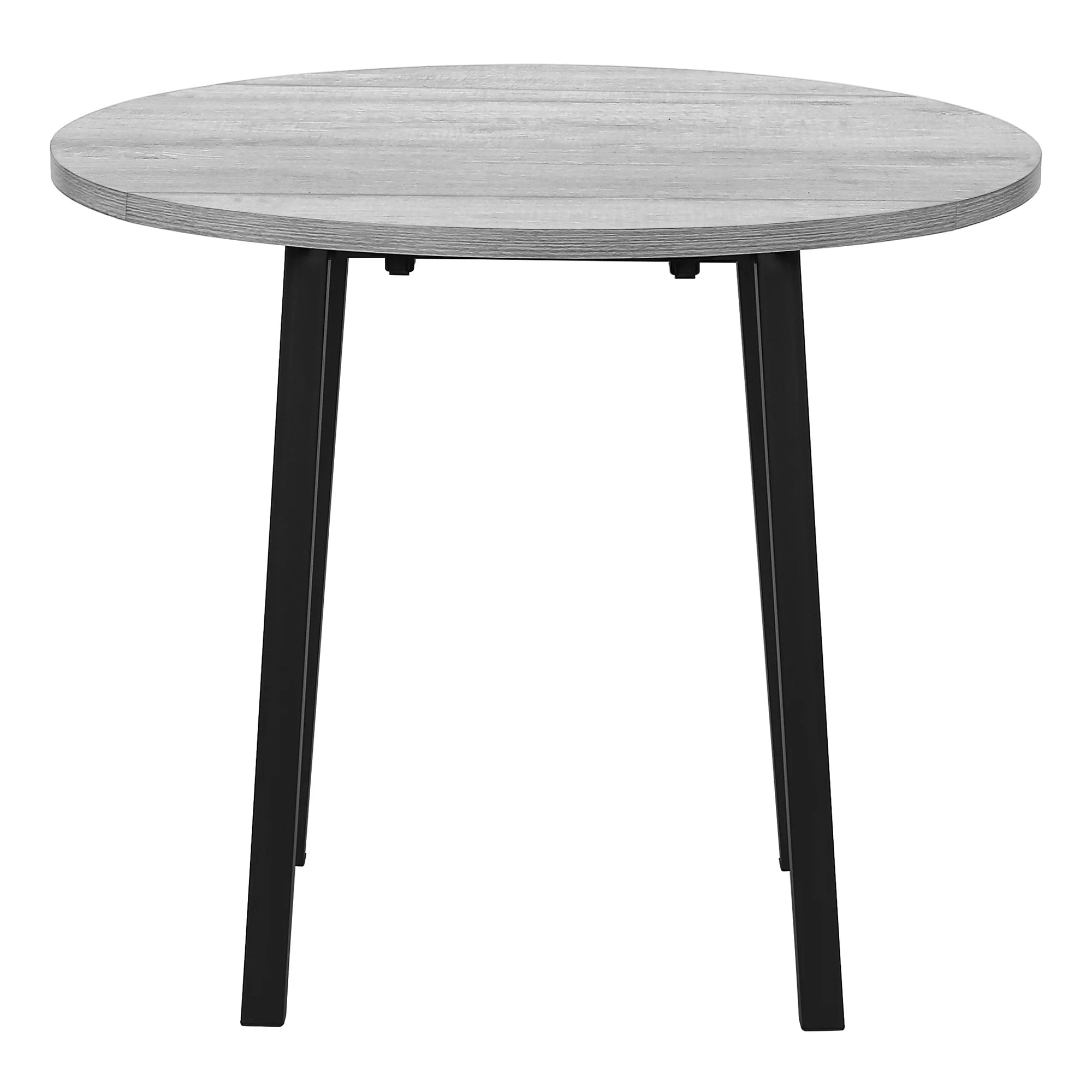 Gray Dining Table Set 3pcs Small Drop Leaf Black Metal O7490