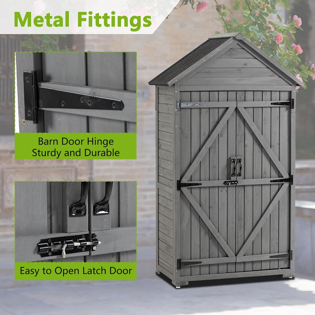 Outdoor Wooden Storage Shed with Lockable Door a7