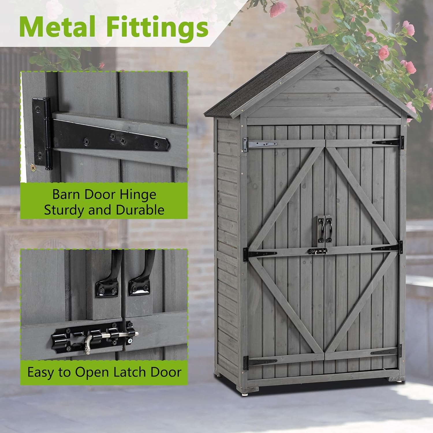 Outdoor Wooden Storage Shed with Lockable Door a7