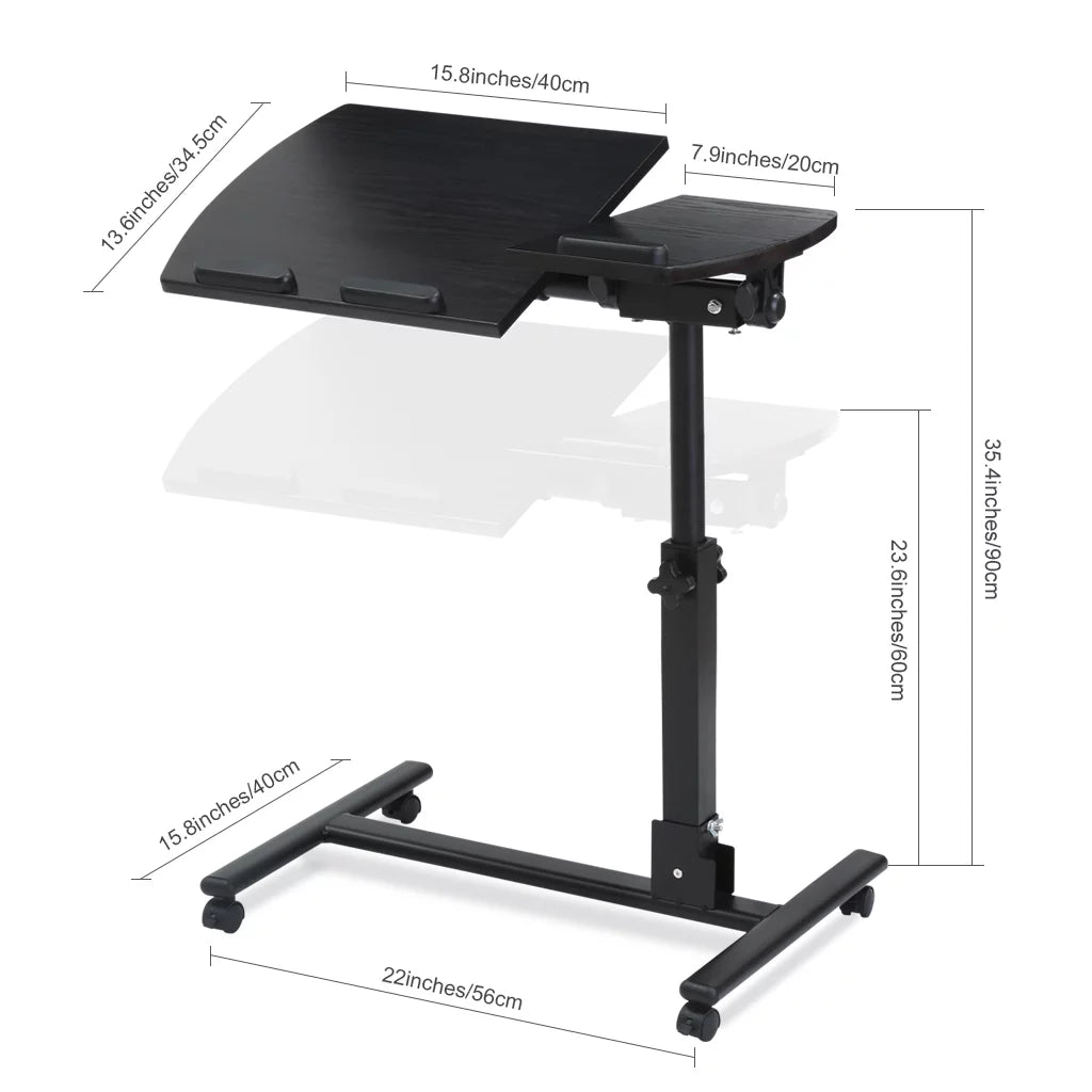 LANGRIA Height Adjustable Mobile Laptop Desk, Black Walnut M31858