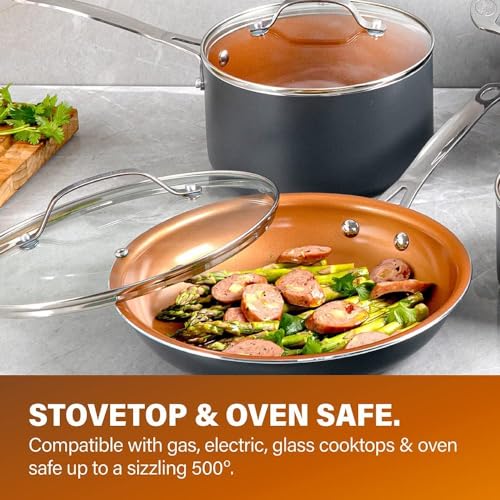 Gotham Steel 15 Pc Ceramic Non Stick Pots and Pans Set, Dishwasher Safe L875