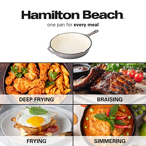 Hamilton Beach Enameled Cast Iron Fry Pan 10-Inch Cream U8132