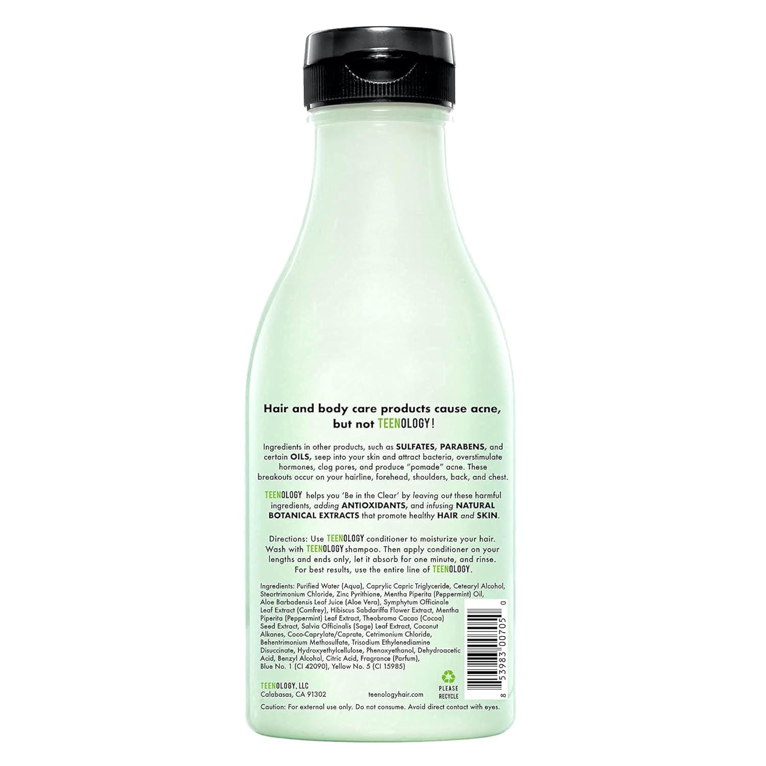 TEENOLOGY Shampoo and Conditioner Bundle, Sulfate-Free, Noncomedogenic, Sweet Mint, 16 oz G81358