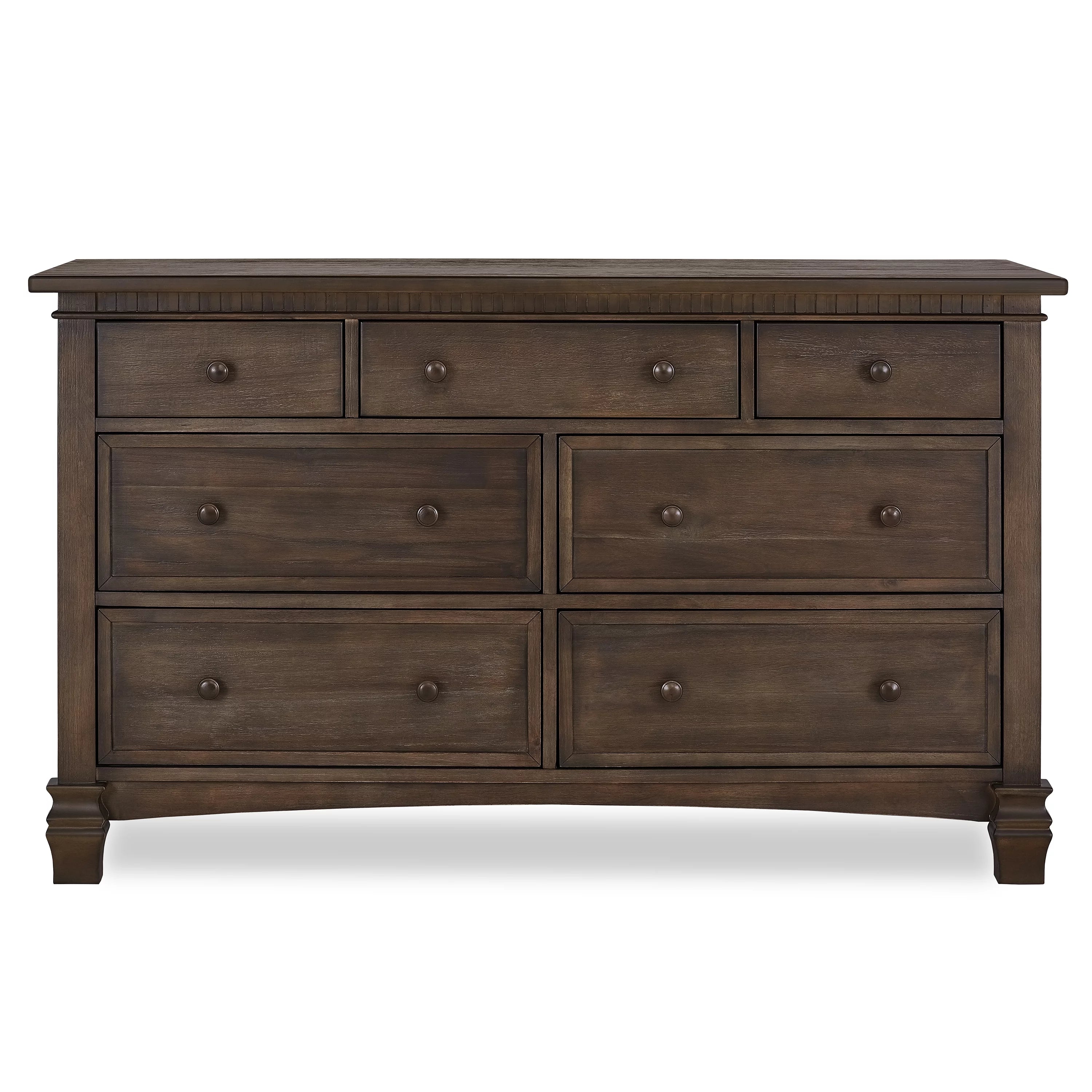 Evolur Cheyenne and Santa Fe Double Dresser, Antique Brown, 7 Drawers D298